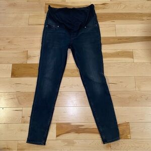 Dark Wash Maternity Skinny Jeans Y2K Casual Everyday Denim
